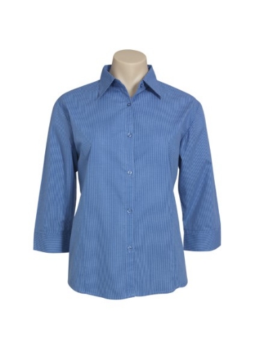 Picture of Biz Collection Ladies Micro Check Shirt 3/4 Sleeve 50% Cotton 50% Polyester